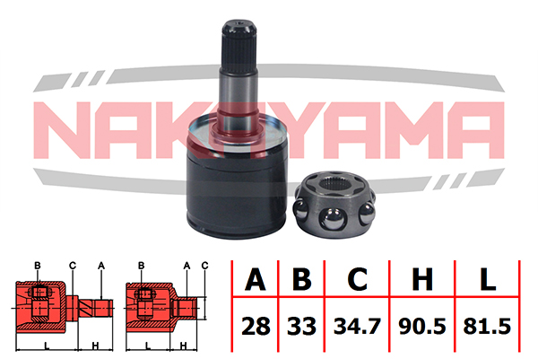 ШРУС внутренний 28x33x172x34.7 MITSUBISHI Pajero, Montero Sport, L200