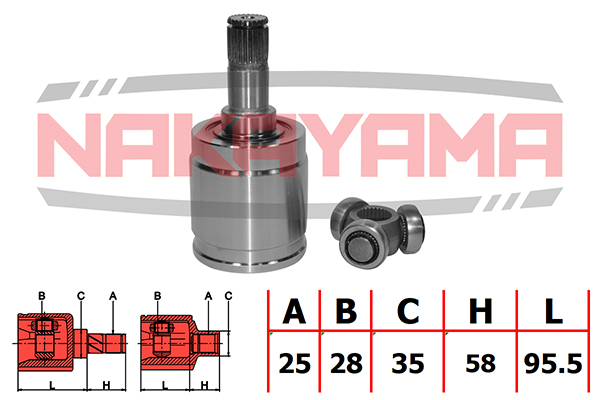 ШРУС внутренний левый HONDA Civic EU, EP, ES 01-06 25x28x153.5x35