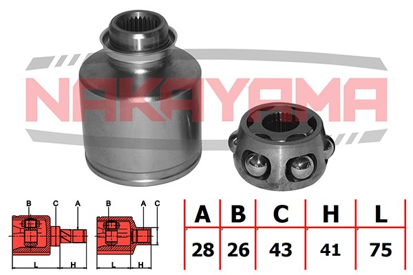 ШРУС внутренний комплект правый KIA CARNIVAL, SEDONA (FL) 98-05 (28x26x116x43) механическая коробка 2.5 V6