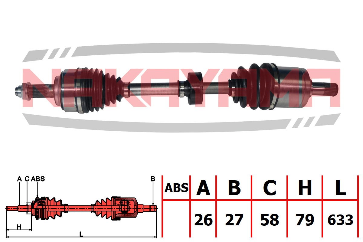 Приводной вал левая сторона перед механическая кор 1910NY