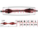 Вал приводной, передний левый RENAULT Kangoo 1.6, 1.6 16V, 1.5dCi 05- (27x26x675x56.7)
