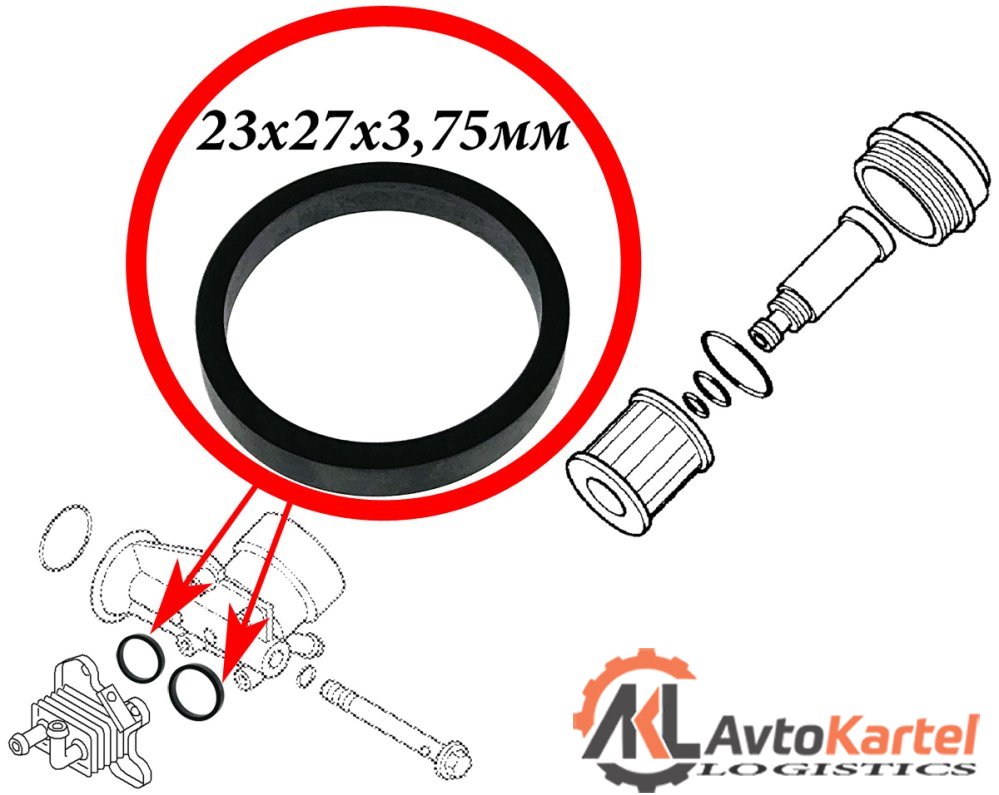 Кольцо уплотнительное маслоохладителя OPEL Astra G, Zafira A, Astra H, Corsa C, Meriva A 1.7TDCI 23х27х3,75мм