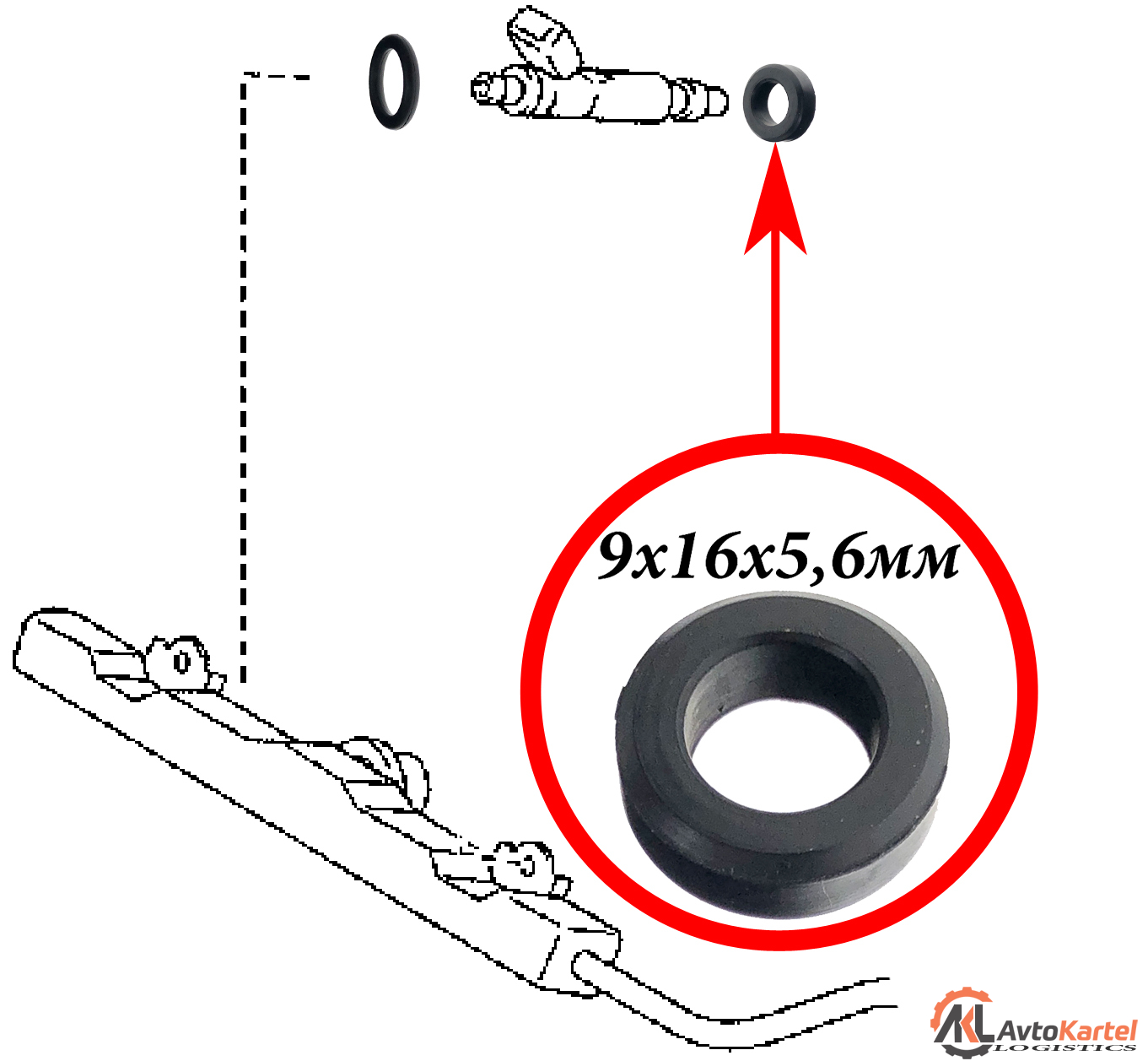 Кольцо 16x9x5,6мм форсунки TOYOTA Avensis, Carina E, Camry, Corolla