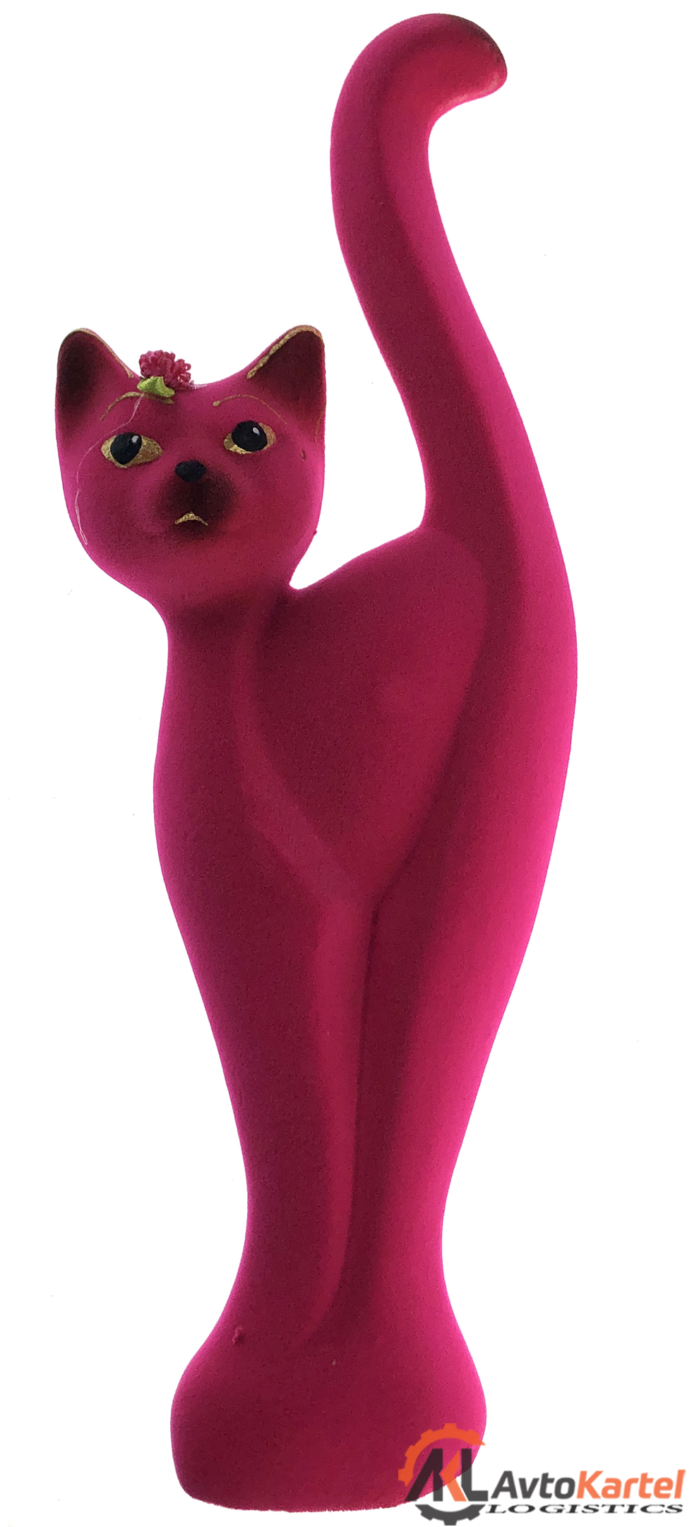 Копилка Кошка Анфиса малая, флок розовый 27см