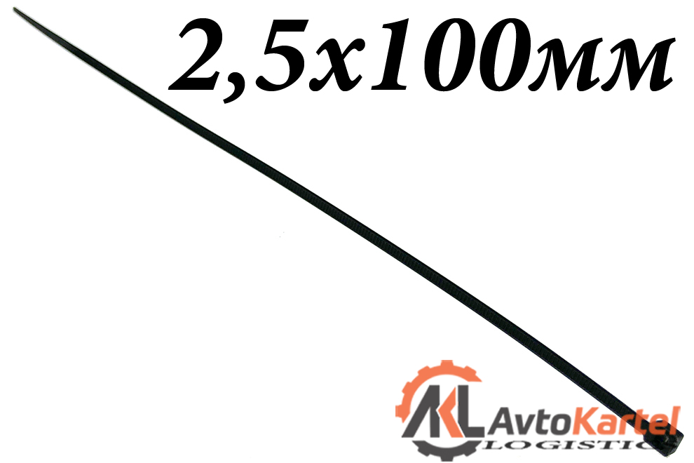 Комплект пластиковых хомутов 2.5х100мм, 100 шт, Nylon 6.6, черные