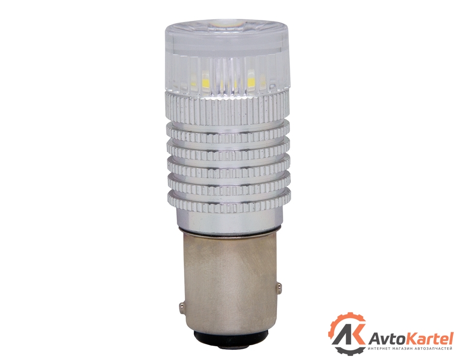 Светодиодная лампа автомобильная, линза 360°, P21/5W белая MTF 1шт.
